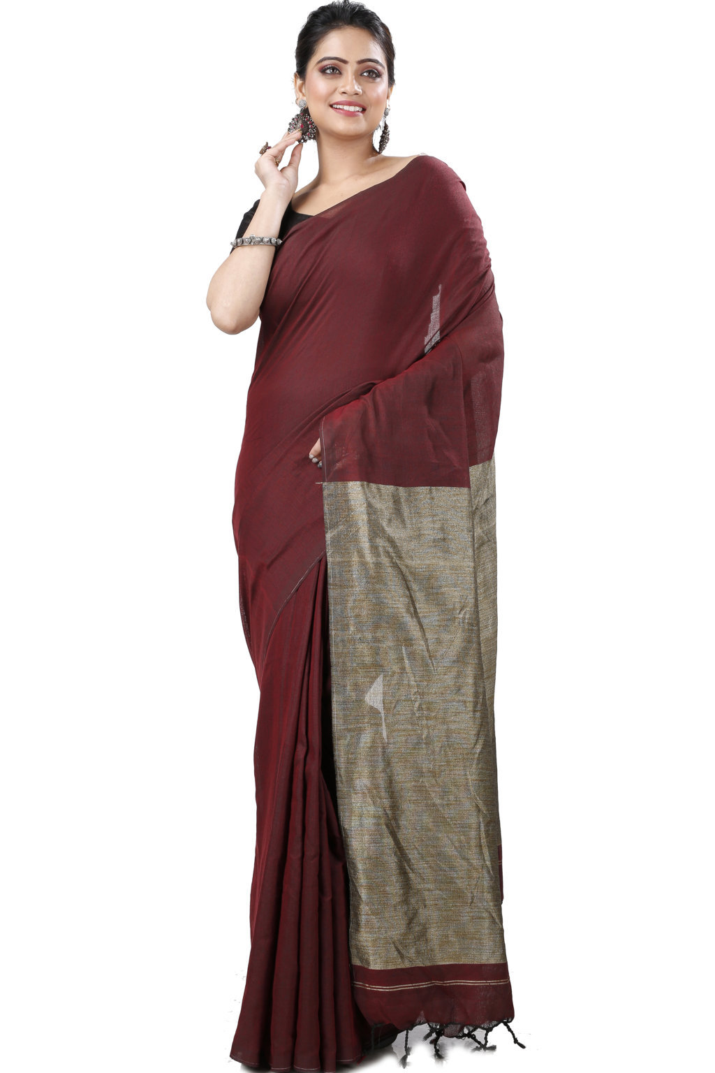 Merron Pure Cotton Kesh Than Hand Loom Saree (5235)